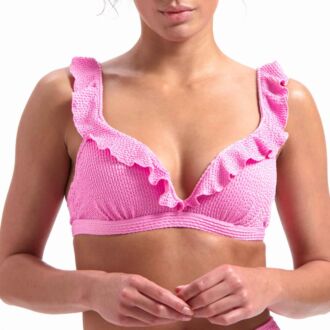Beachlife MELON & PINK voorgevormde ruffle bikinitop (B-D)