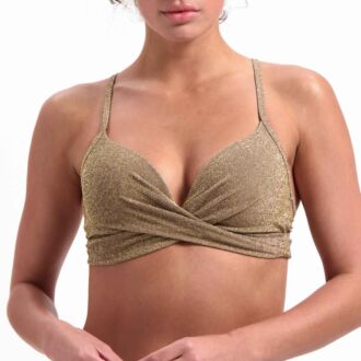 Beachlife GOLD GLITTER voorgevormde plunge bikini top (B-D)