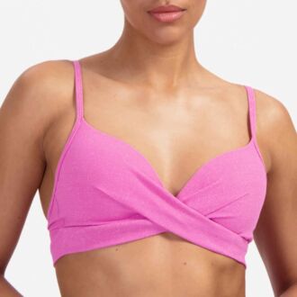 Beachlife PINK SHIMMER twist plunge bikinitop (B-E)