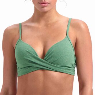 Beachlife GREEN SHIMMER Green voorgevormde twist bikini top (B-E)