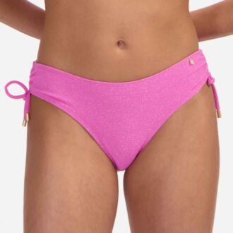 Beachlife PINK SHIMMER midi bikinislip met koordjes