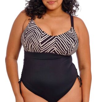 Elomi Swim FIJI FALLS Black & Cream badpak zonder beugels (F-G)