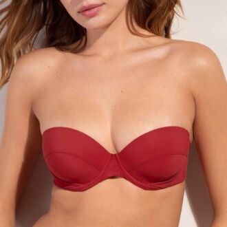 Pain De Sucre LISIA Rouge Garance strapless bikini top (C-E)
